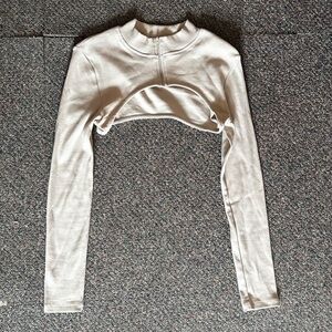 Primark Zip-Up Cream Long Sleeve Crop Top Shrug